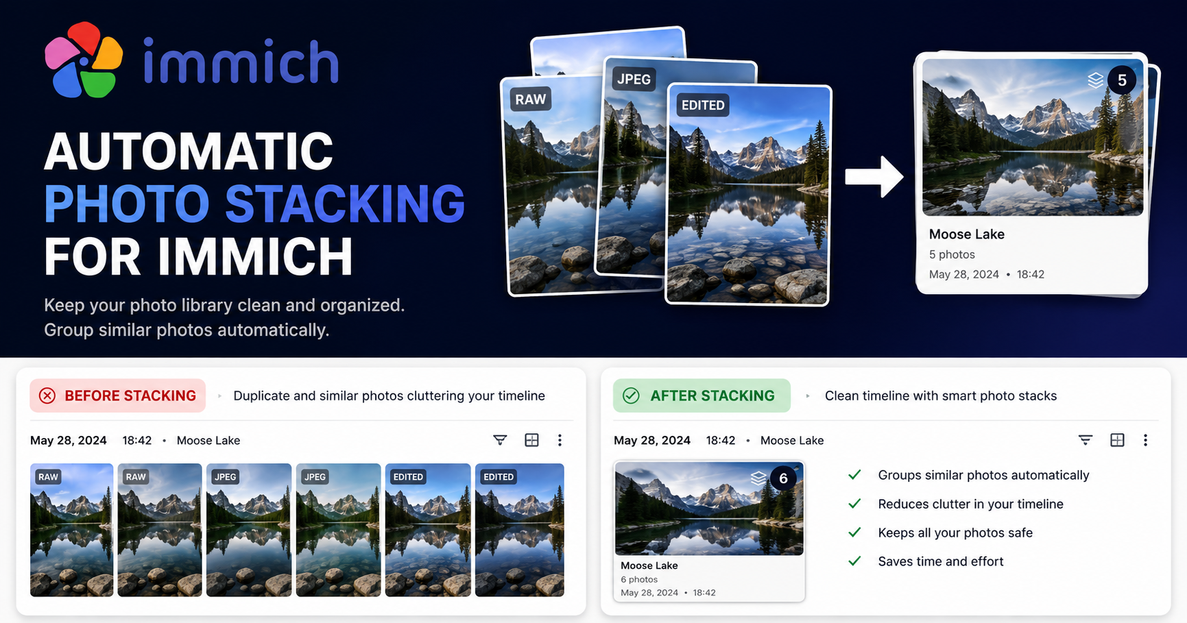Automatic Photo Stacking for Immich